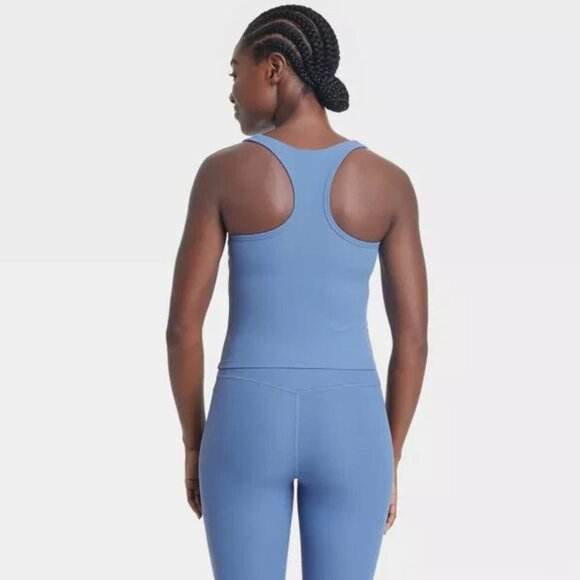All in Motion Women's XS Blue Everyday Soft Rib Racerback Cropped Support Tank - Picture 2 of 13